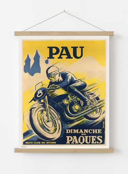 Pau Circuit International Motorcycle Race Poster by R. Garcia Print – R. Garcia Vintage Poster Wall Art 30x40cm Hanger
