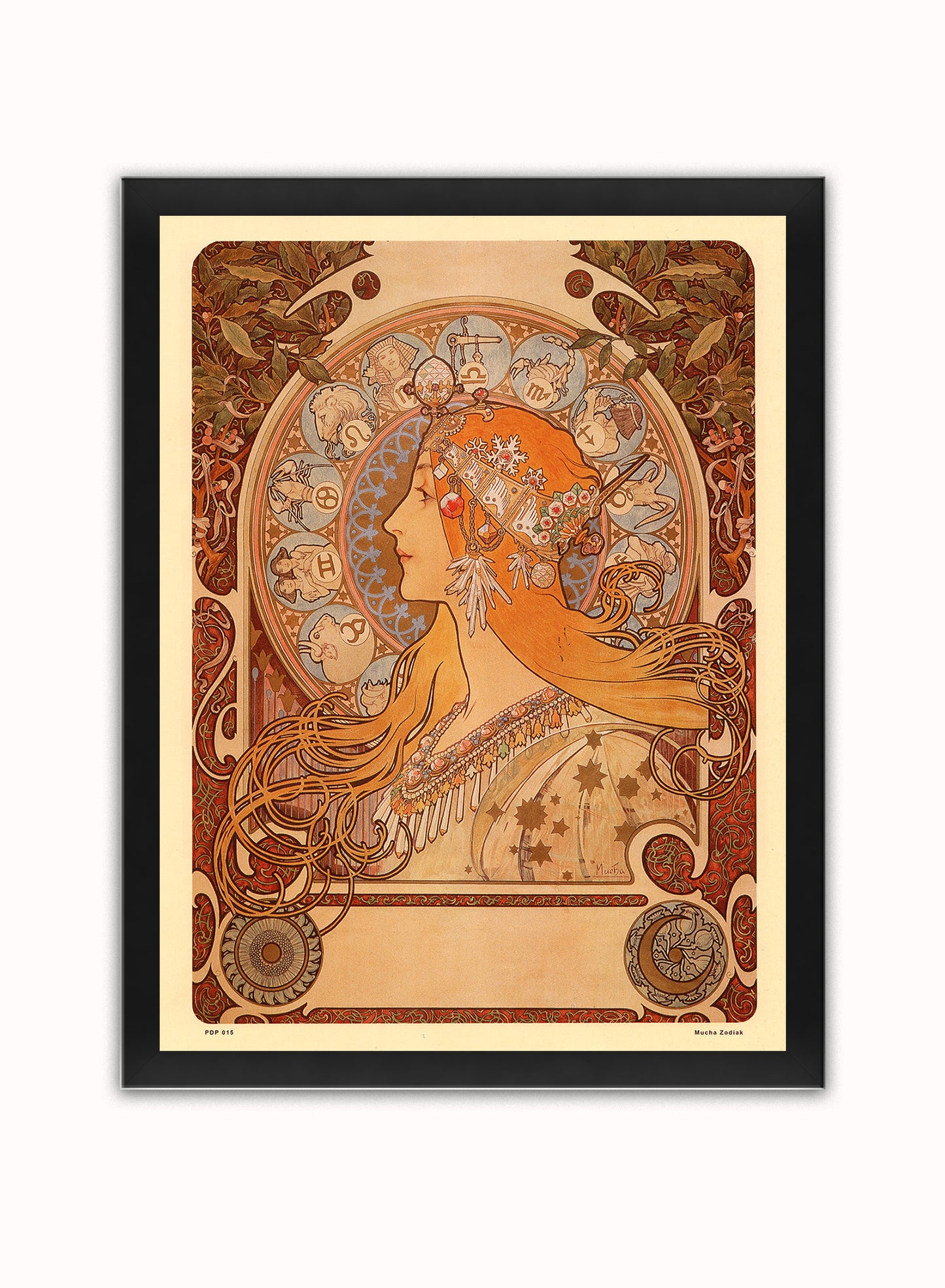 Art nouveau Poster Art Print by Alphonse Mucha Zodiak Poster Art Print Print – Alphonse Mucha Zodiak Poster Art Print Vintage Poster Wall Art 30x40cm Black Frame