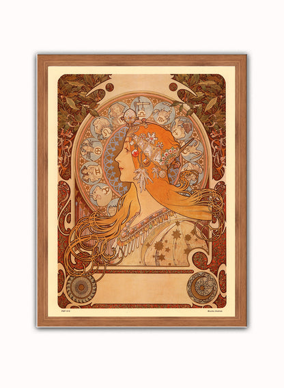 Art nouveau Poster Art Print by Alphonse Mucha Zodiak Poster Art Print Print – Alphonse Mucha Zodiak Poster Art Print Vintage Poster Wall Art 30x40cm Dark Wood