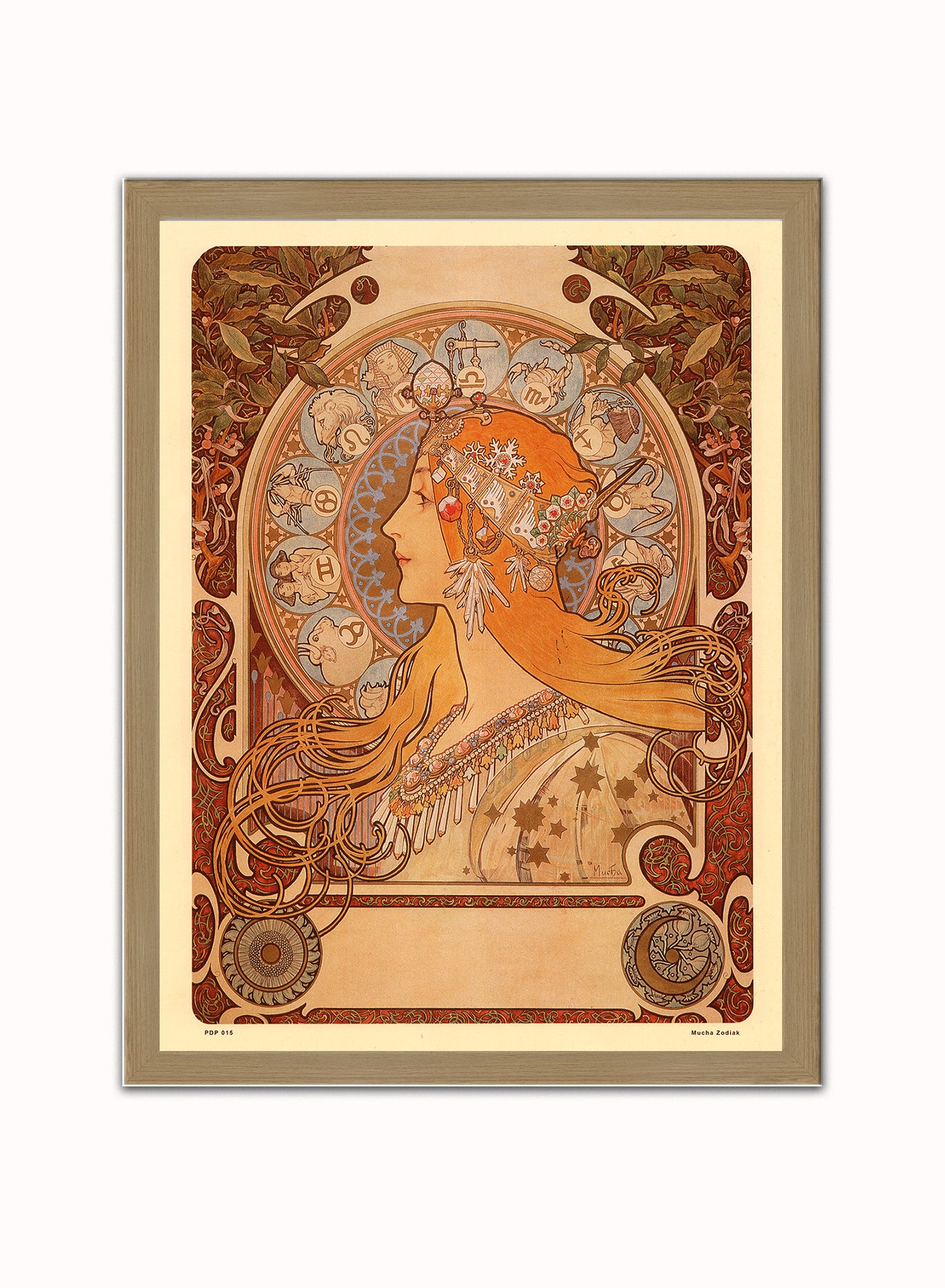 Art nouveau Poster Art Print by Alphonse Mucha Zodiak Poster Art Print Print – Alphonse Mucha Zodiak Poster Art Print Vintage Poster Wall Art 30x40cm Light Wood