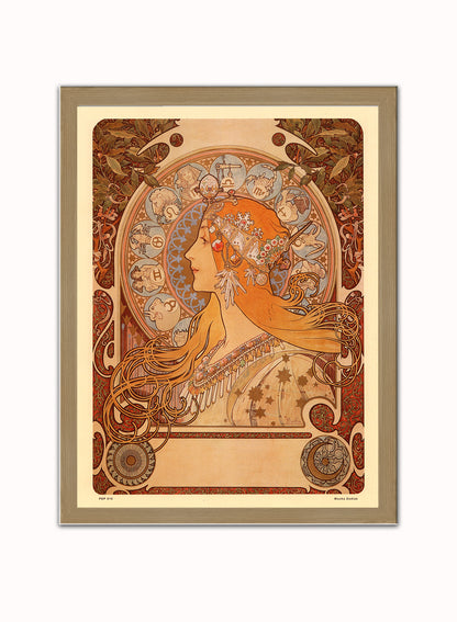 Art nouveau Poster Art Print by Alphonse Mucha Zodiak Poster Art Print Print – Alphonse Mucha Zodiak Poster Art Print Vintage Poster Wall Art 30x40cm Light Wood
