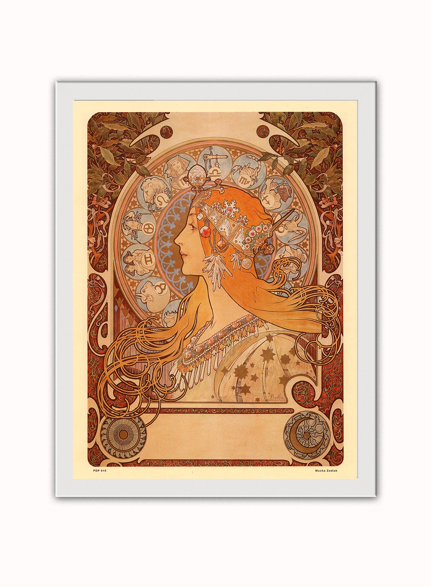 Art nouveau Poster Art Print by Alphonse Mucha Zodiak Poster Art Print Print – Alphonse Mucha Zodiak Poster Art Print Vintage Poster Wall Art 30x40cm White Frame