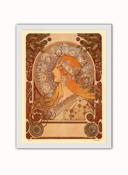 Art nouveau Poster Art Print by Alphonse Mucha Zodiak Poster Art Print Print – Alphonse Mucha Zodiak Poster Art Print Vintage Poster Wall Art 30x40cm White Frame