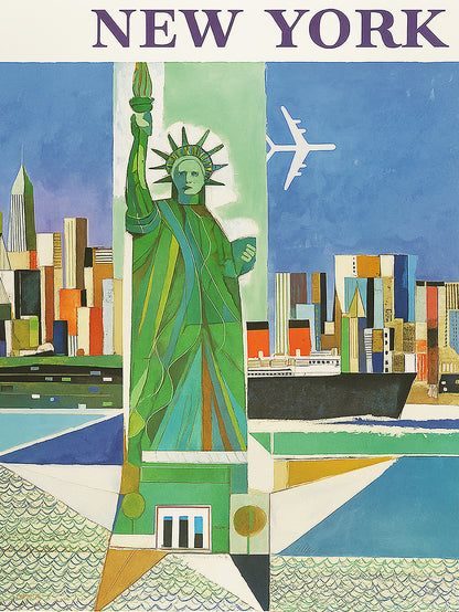 New York,Vinatge Travel Poster by Weimer Pursell 30x40cm Art Print