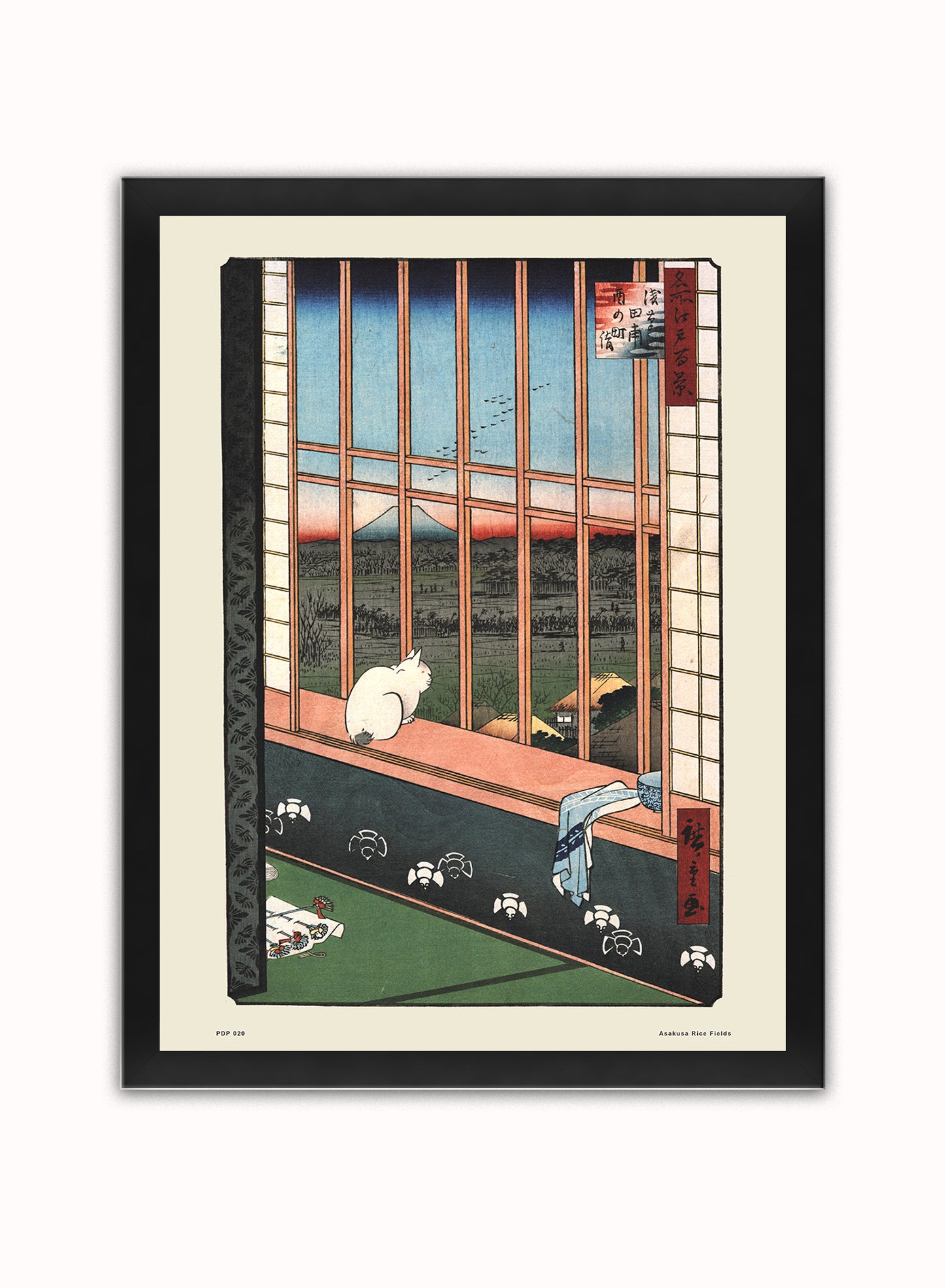 Hiroshige Japanese Poster Art Print Asakusa Rice Fields Poster Art Print Japanese Wall Art Print 30x40cm Black Frame
