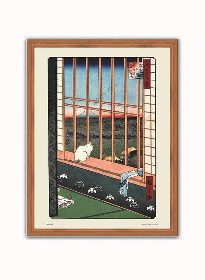 Hiroshige Japanese Poster Art Print Asakusa Rice Fields Poster Art Print Japanese Wall Art Print 30x40cm Dark Wood