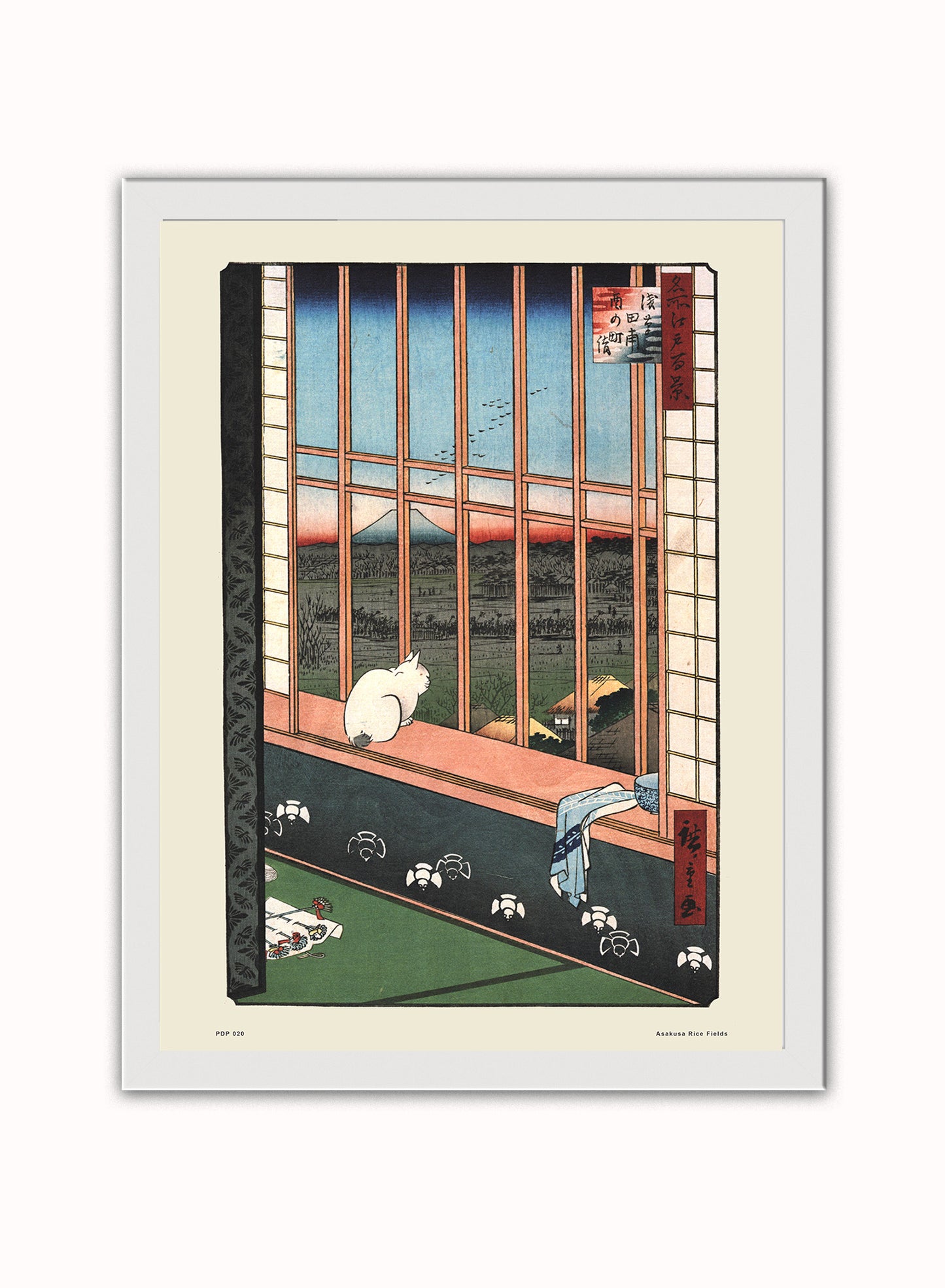 Hiroshige Japanese Poster Art Print Asakusa Rice Fields Poster Art Print Japanese Wall Art Print 30x40cm White Frame