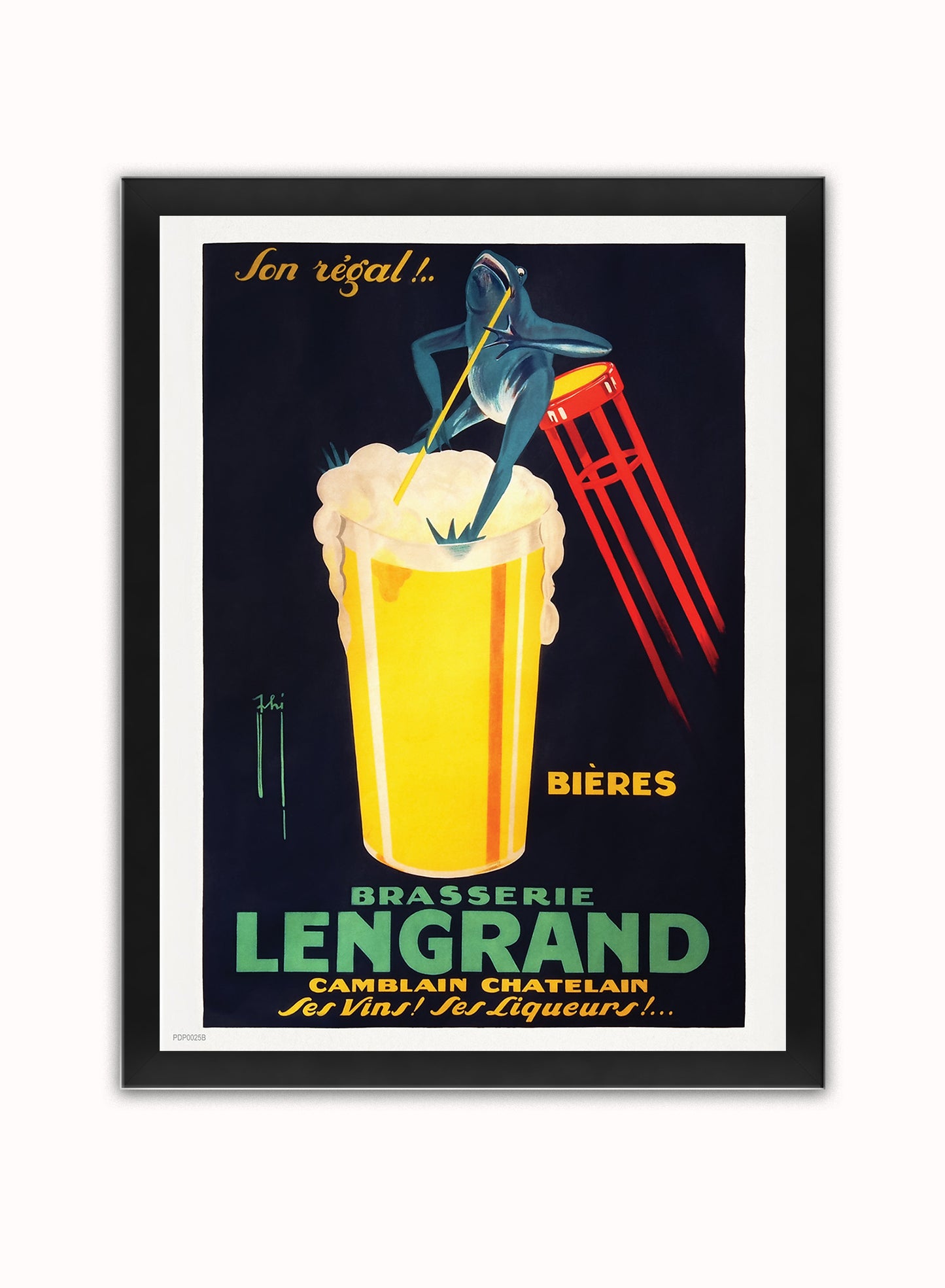 Brasserie Lengrand,Vintage Poster by Nover Print – Nover Vintage Poster Wall Art 30x40cm Black Frame