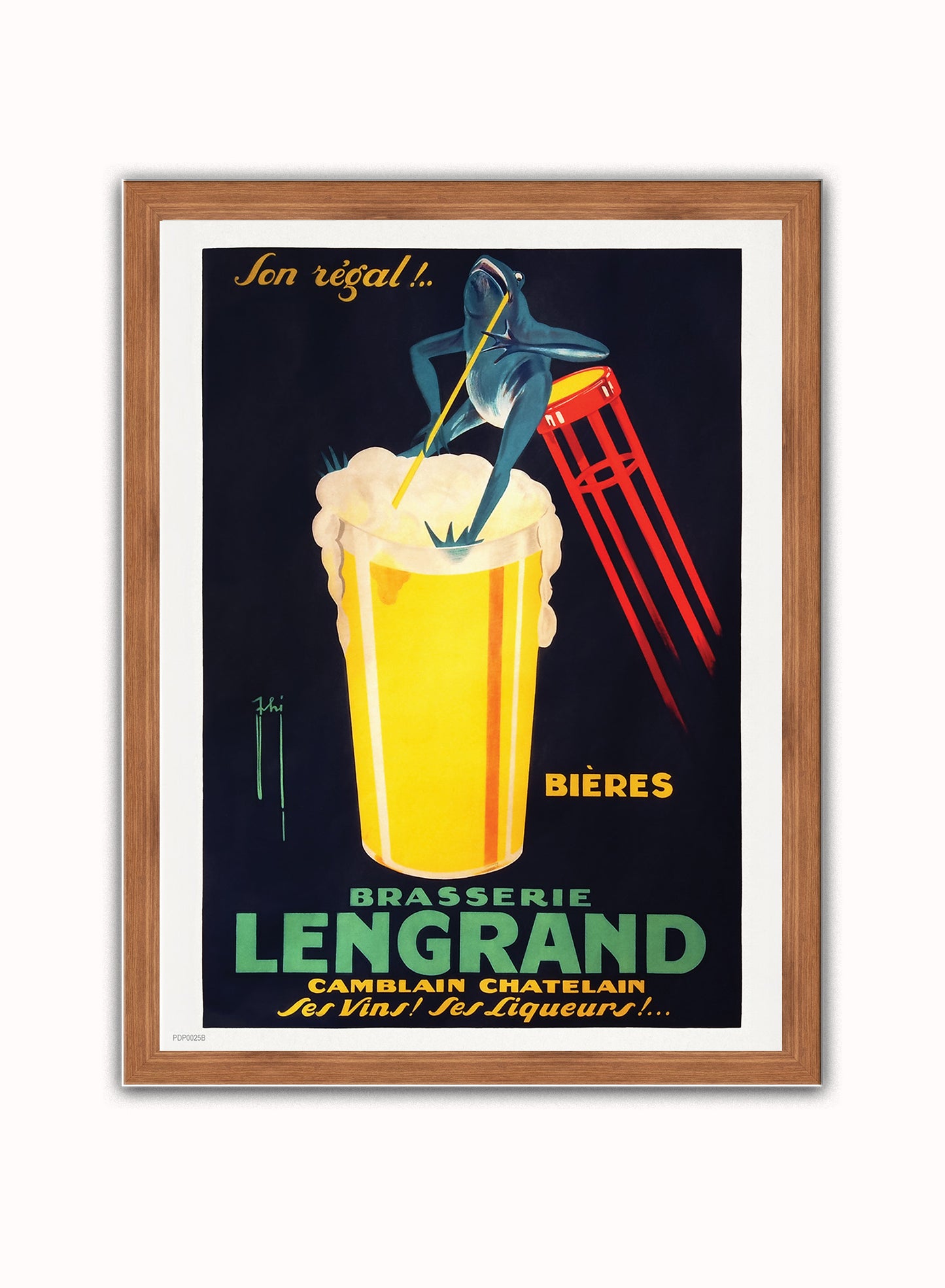 Brasserie Lengrand,Vintage Poster by Nover Print – Nover Vintage Poster Wall Art 30x40cm Dark Wood