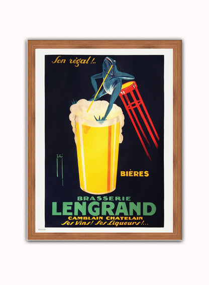 Brasserie Lengrand,Vintage Poster by Nover Print – Nover Vintage Poster Wall Art 30x40cm Dark Wood
