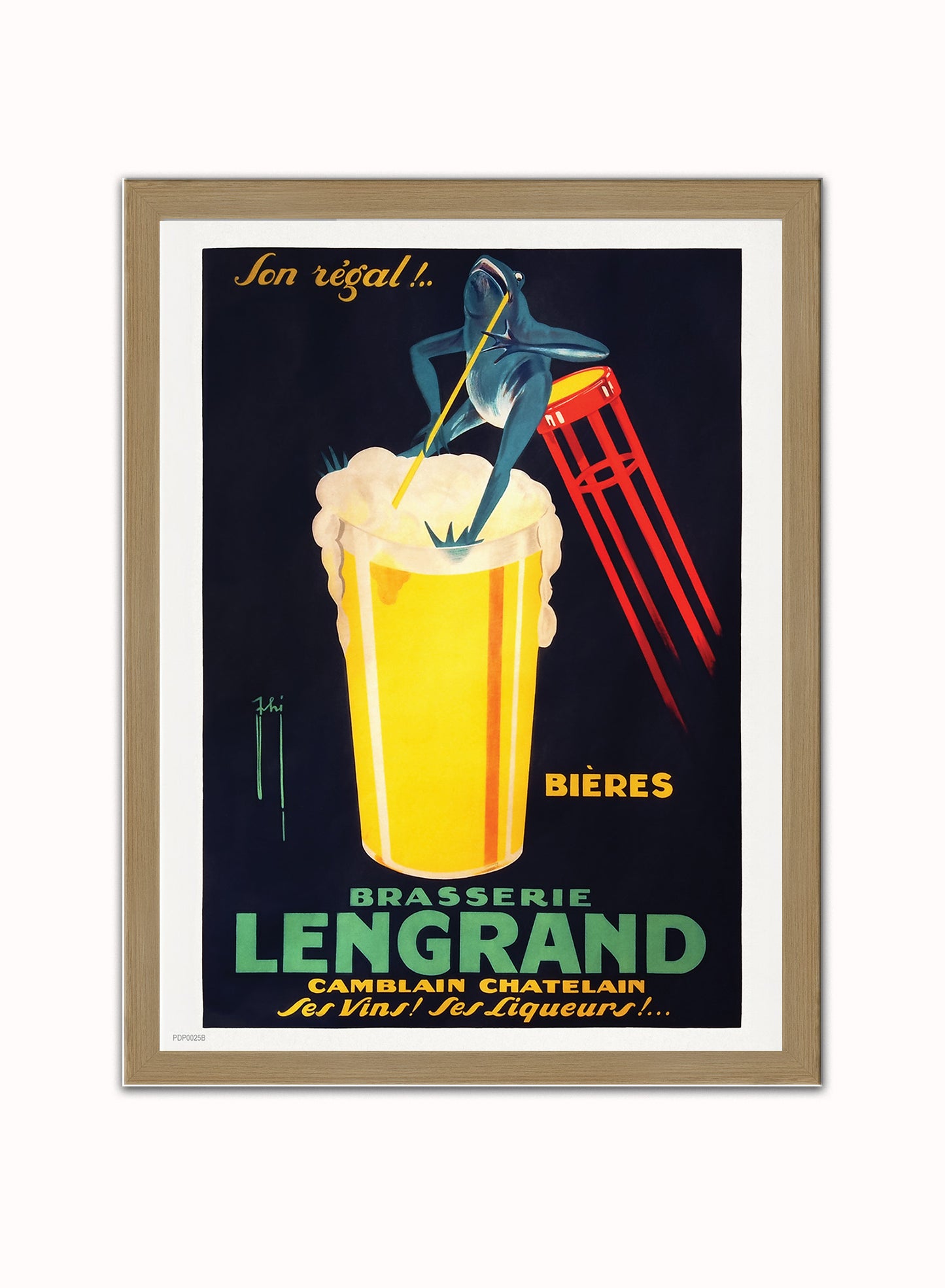 Brasserie Lengrand,Vintage Poster by Nover Print – Nover Vintage Poster Wall Art 30x40cm Light Wood