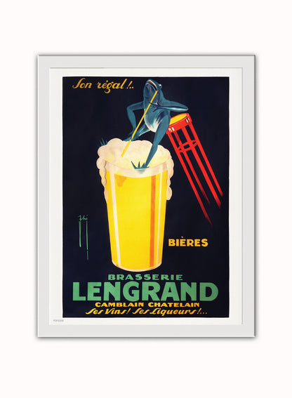 Brasserie Lengrand,Vintage Poster by Nover Print – Nover Vintage Poster Wall Art 30x40cm White Frame