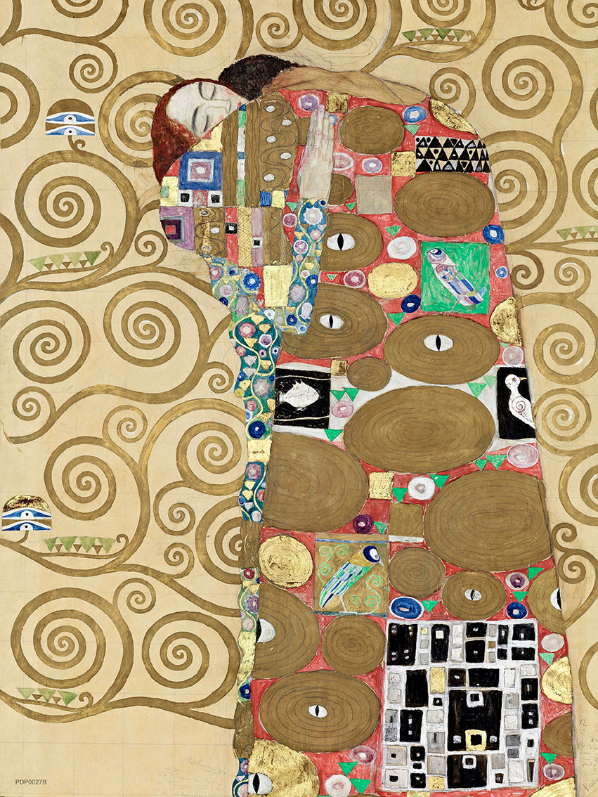 Gustav Klimt Fulfillment (Lovers)" or "The Embrace" Vinatge Poster 30x40cm Art Print