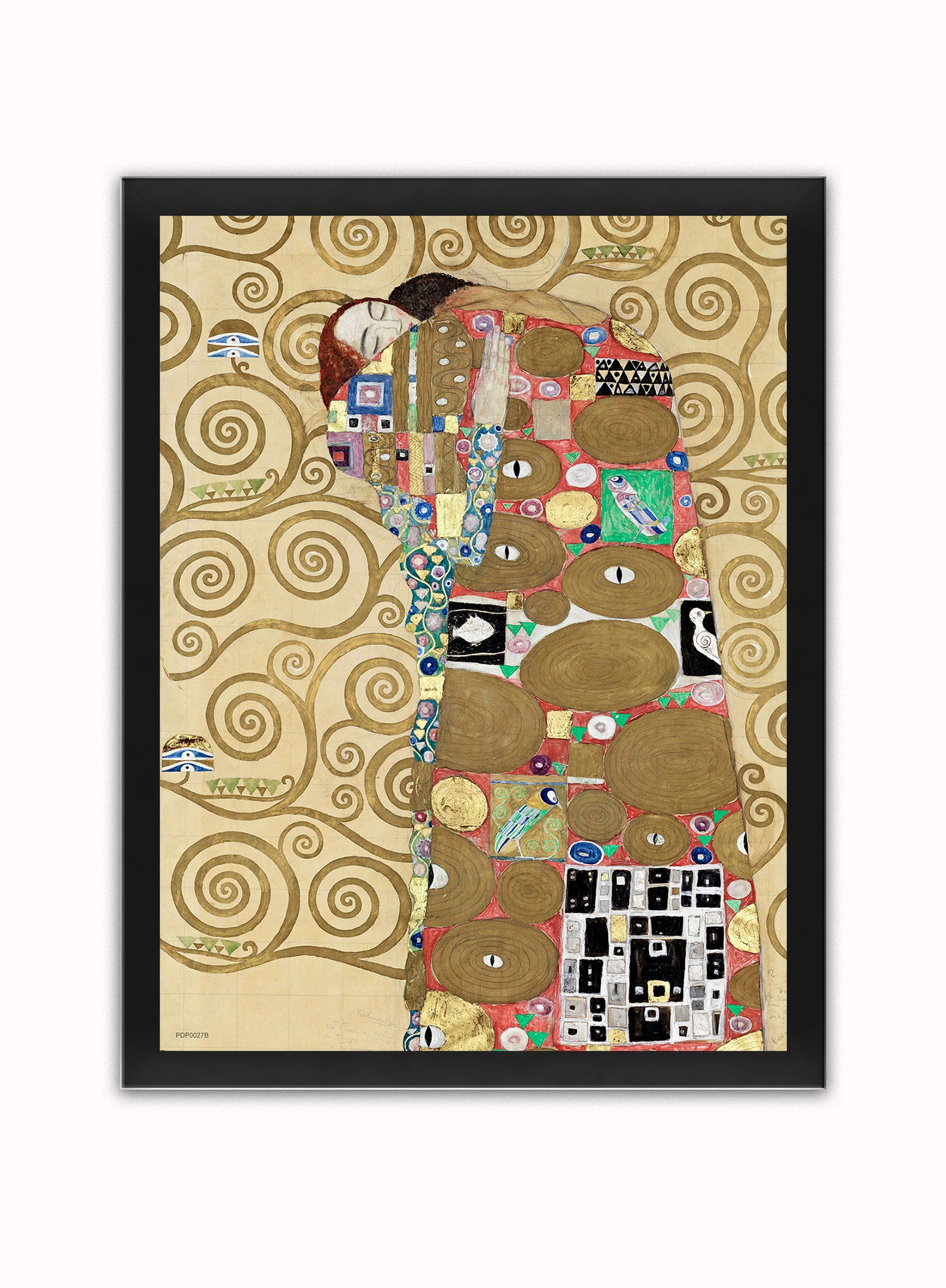 Gustav Klimt Fulfillment (Lovers)" or "The Embrace" Vintage Poster Vintage Poster Wall Art Print 30x40cm Black Frame