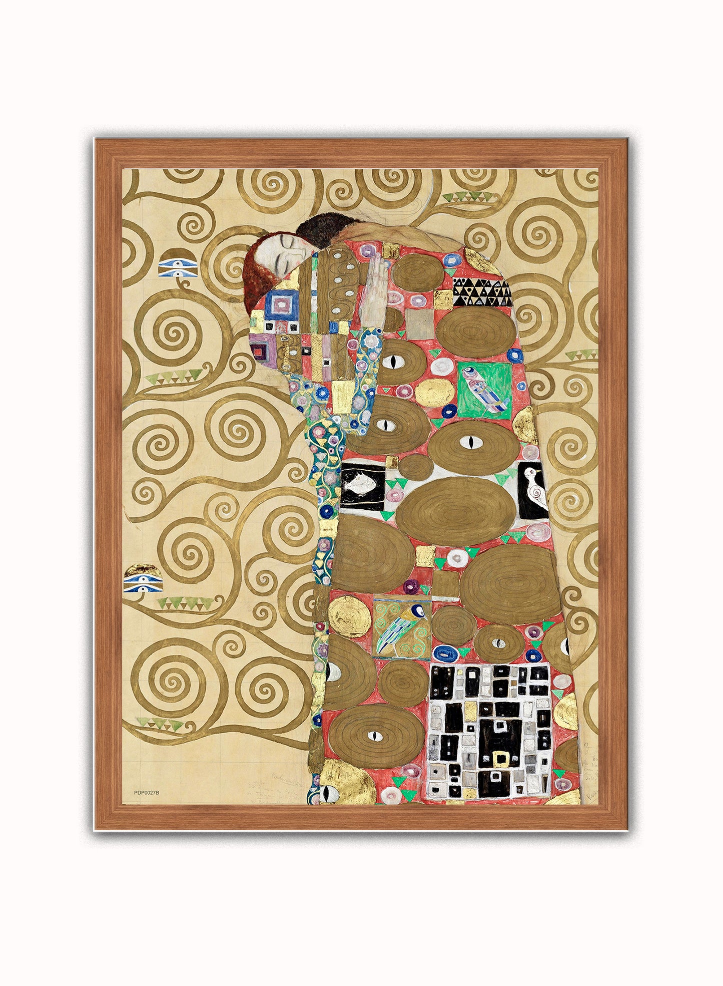 Gustav Klimt Fulfillment (Lovers)" or "The Embrace" Vintage Poster Vintage Poster Wall Art Print 30x40cm Dark Wood