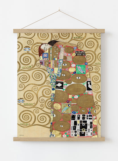 Gustav Klimt Fulfillment (Lovers)" or "The Embrace" Vintage Poster Vintage Poster Wall Art Print 30x40cm Hanger