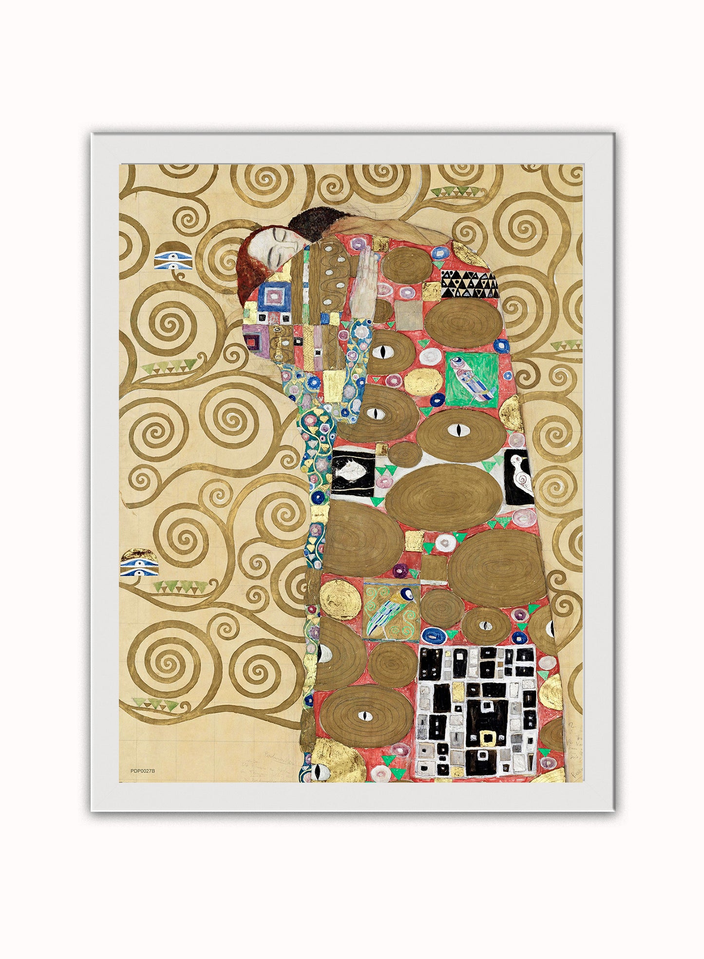 Gustav Klimt Fulfillment (Lovers)" or "The Embrace" Vintage Poster Vintage Poster Wall Art Print 30x40cm White Frame
