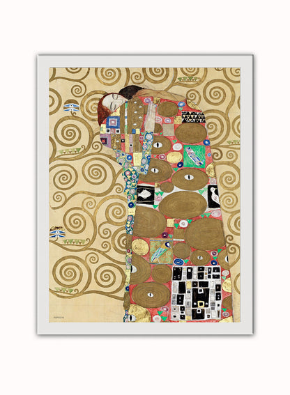 Gustav Klimt Fulfillment (Lovers)" or "The Embrace" Vintage Poster Vintage Poster Wall Art Print 30x40cm White Frame