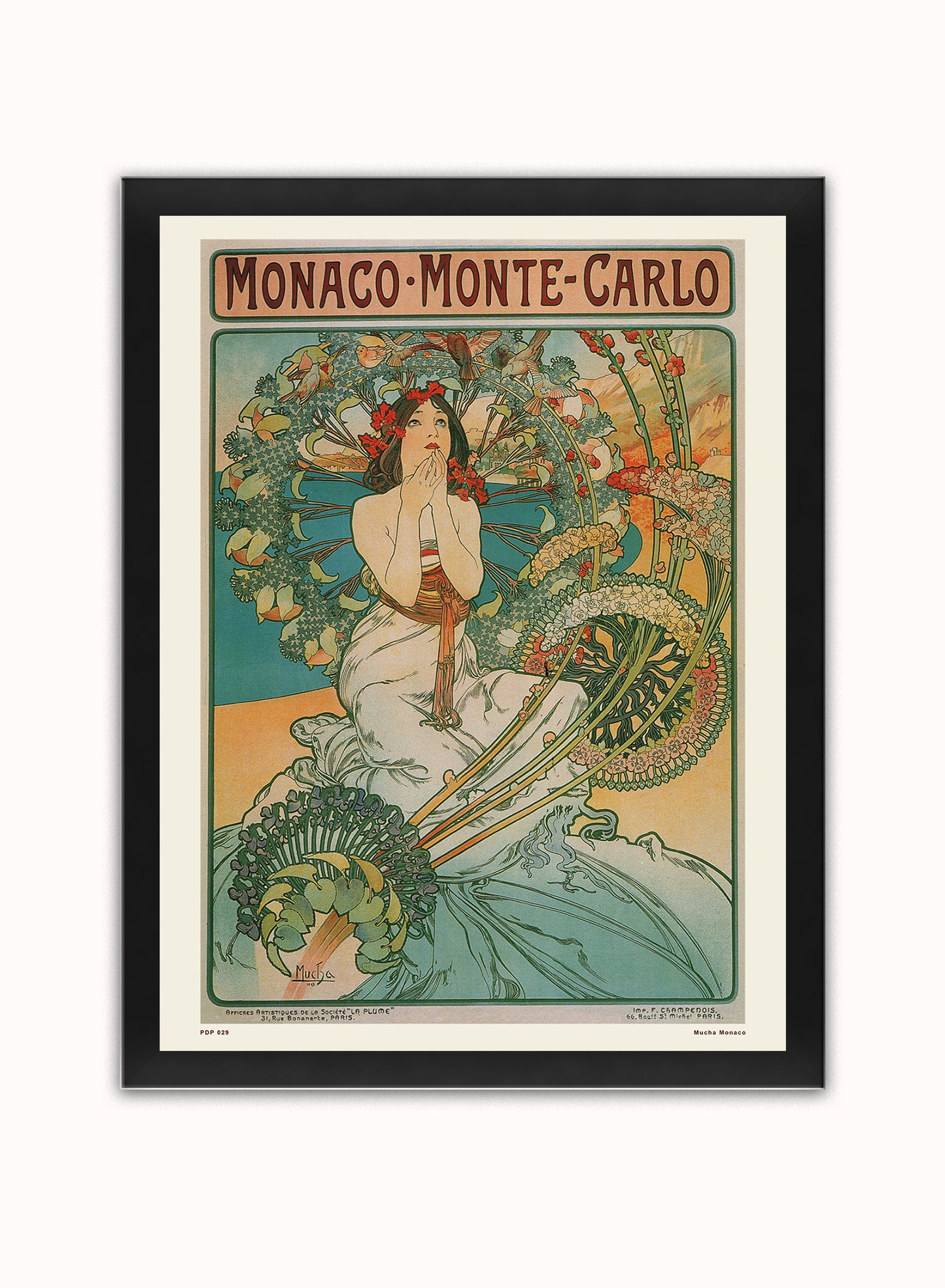 Art nouveau Poster Art Print by Alphonse Mucha Monaco Poster Art Print Print – Alphonse Mucha Monaco Poster Art Print Vintage Poster Wall Art 30x40cm Black Frame