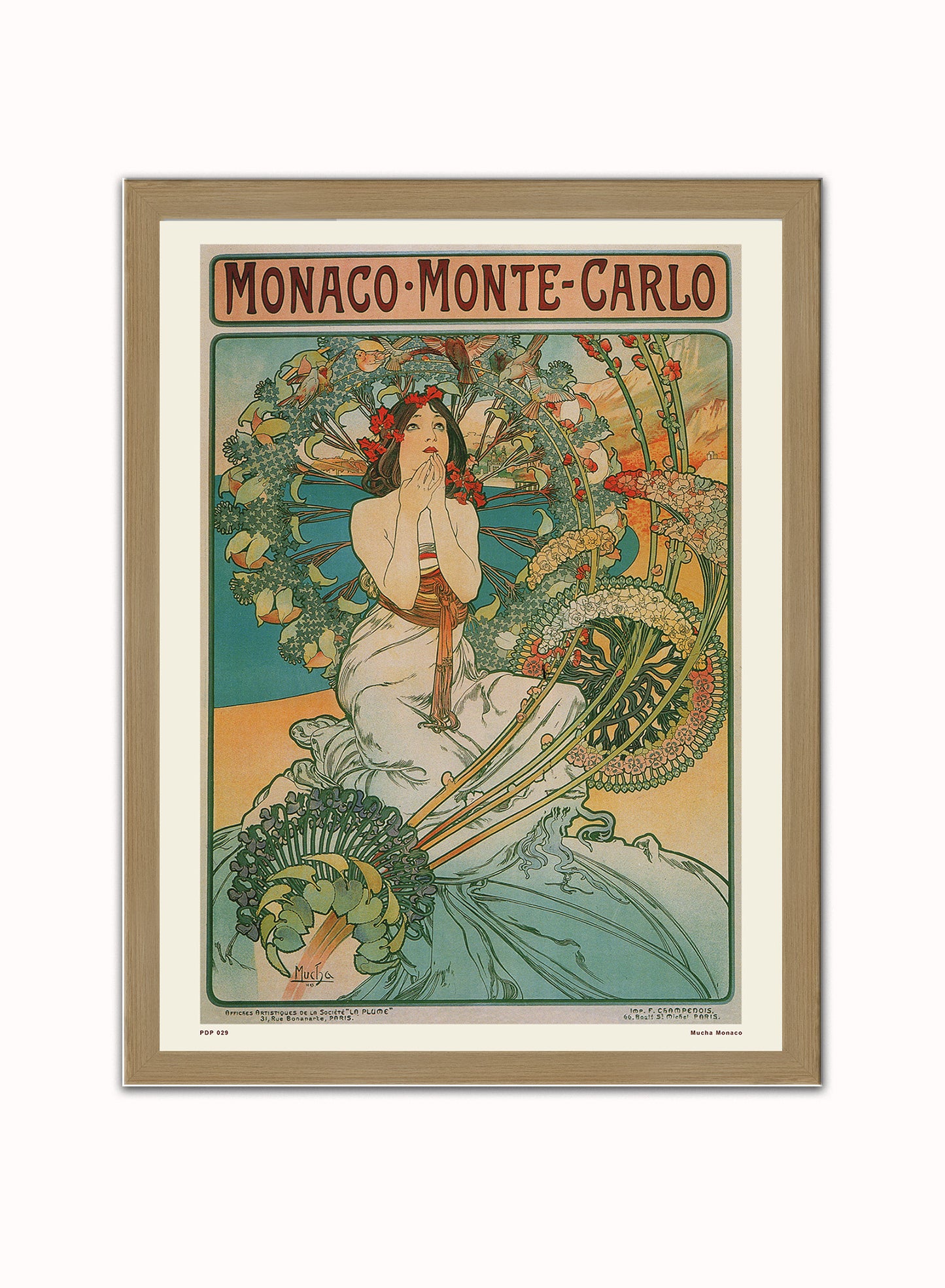 Art nouveau Poster Art Print by Alphonse Mucha Monaco Poster Art Print Print – Alphonse Mucha Monaco Poster Art Print Vintage Poster Wall Art 30x40cm Light Wood