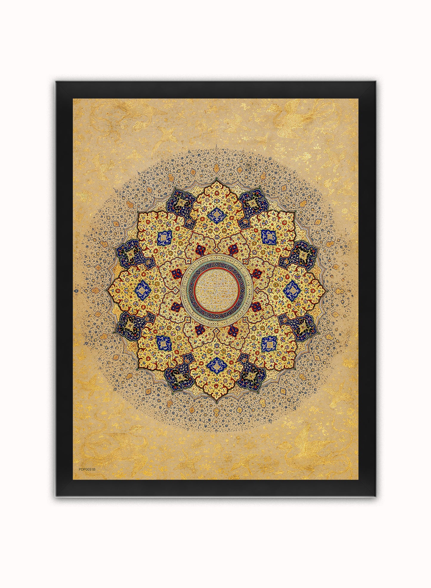 Mandala Rosette (shamsa) Shah Jahan Vintage Poster Vintage Poster Wall Art Print 30x40cm Black Frame