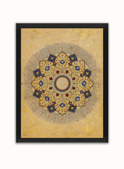 Mandala Rosette (shamsa) Shah Jahan Vintage Poster Vintage Poster Wall Art Print 30x40cm Black Frame