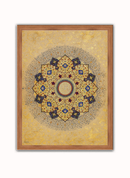 Mandala Rosette (shamsa) Shah Jahan Vintage Poster Vintage Poster Wall Art Print 30x40cm Dark Wood