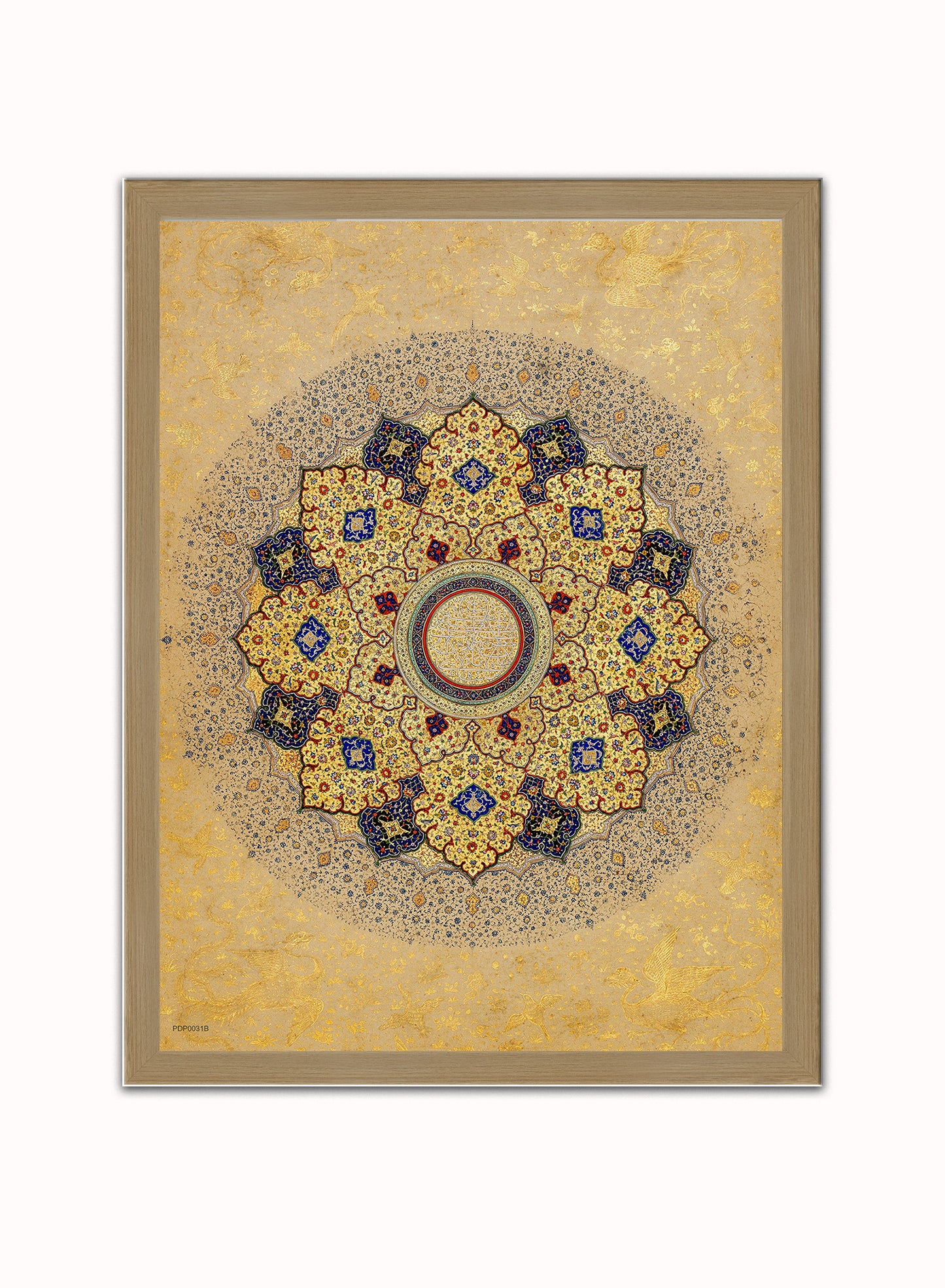 Mandala Rosette (shamsa) Shah Jahan Vintage Poster Vintage Poster Wall Art Print 30x40cm Light Wood