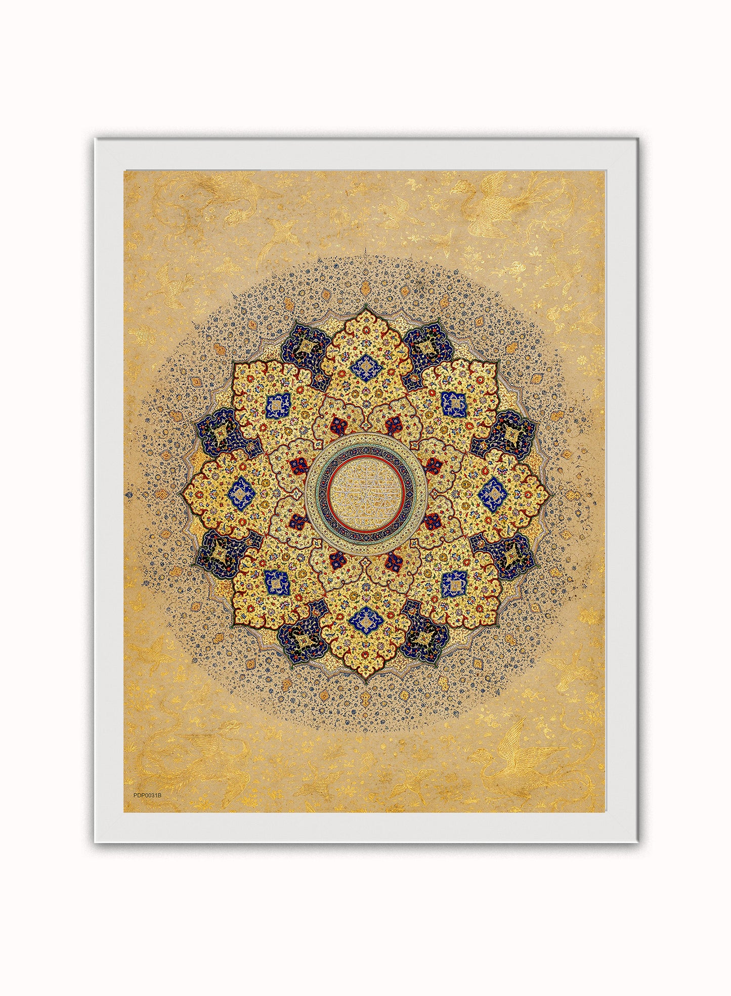 Mandala Rosette (shamsa) Shah Jahan Vintage Poster Vintage Poster Wall Art Print 30x40cm White Frame