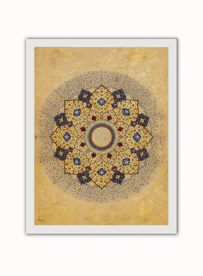 Mandala Rosette (shamsa) Shah Jahan Vintage Poster Vintage Poster Wall Art Print 30x40cm White Frame