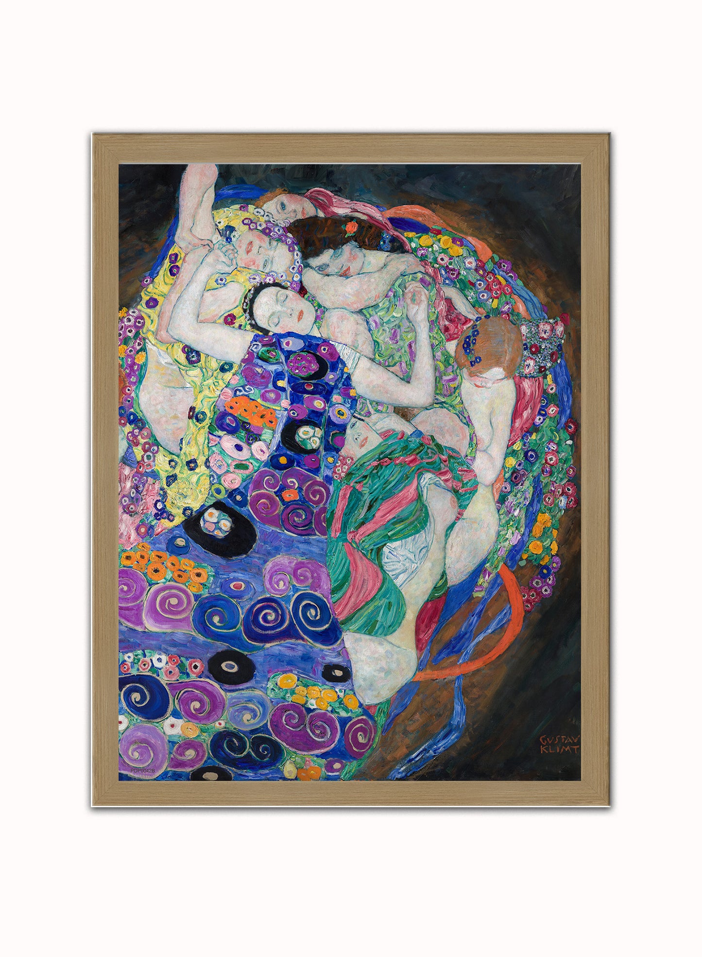 Gustav Klimt Fulfillment The Maiden Vintage Poster Vintage Poster Wall Art Print 30x40cm Light Wood
