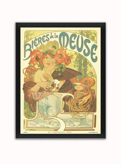 Art nouveau by Alphonse Mucha bieres de la meuse Poster Art Print Print – Alphonse Mucha bieres de la meuse Poster Art Print Vintage Poster Wall Art 30x40cm Black Frame