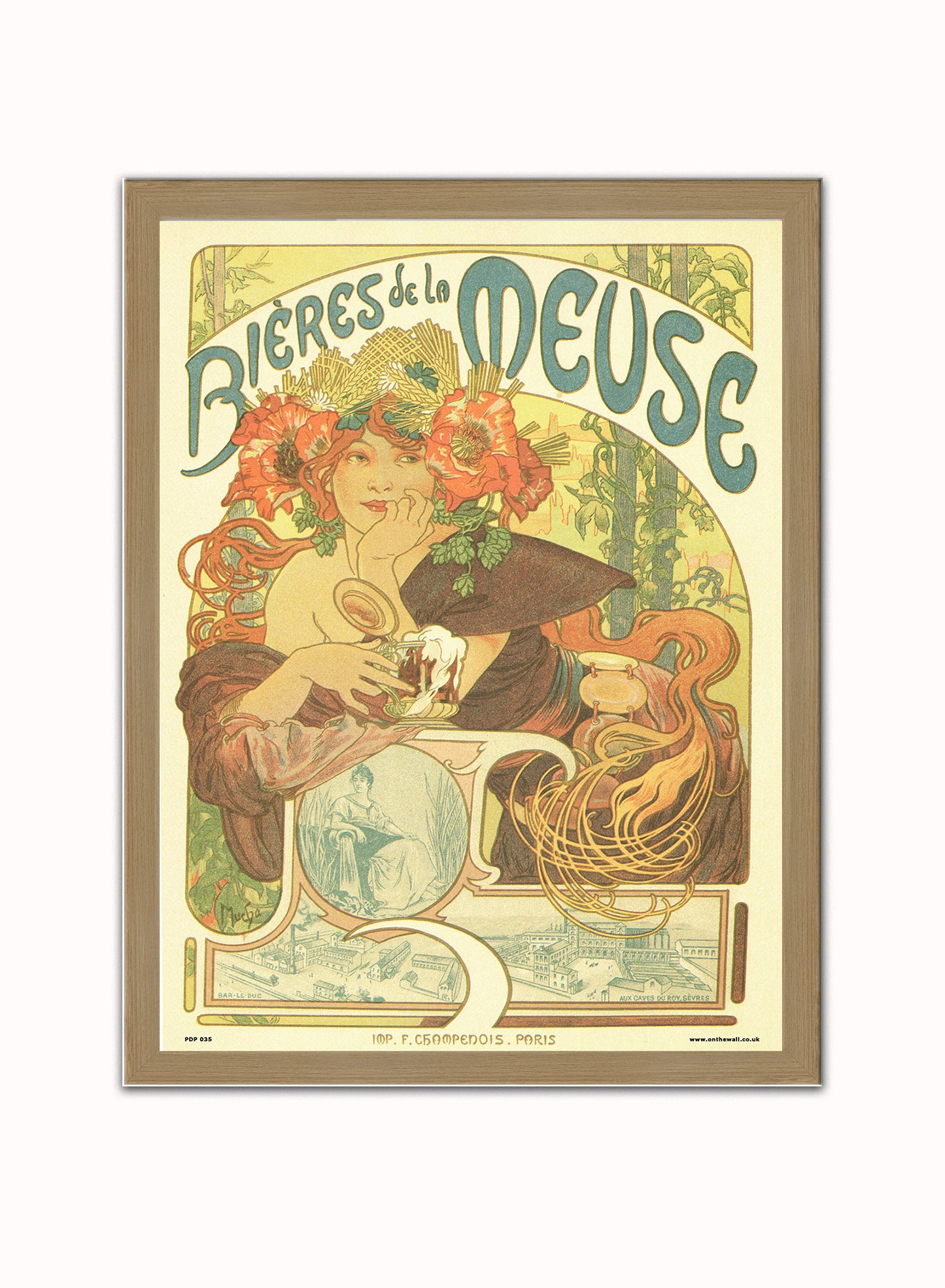Art nouveau by Alphonse Mucha bieres de la meuse Poster Art Print Print – Alphonse Mucha bieres de la meuse Poster Art Print Vintage Poster Wall Art 30x40cm Light Wood