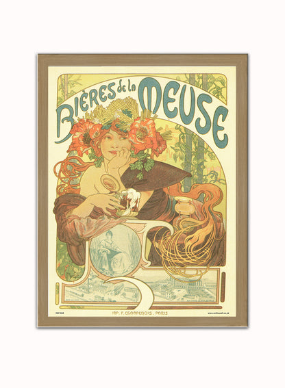 Art nouveau by Alphonse Mucha bieres de la meuse Poster Art Print Print – Alphonse Mucha bieres de la meuse Poster Art Print Vintage Poster Wall Art 30x40cm Light Wood