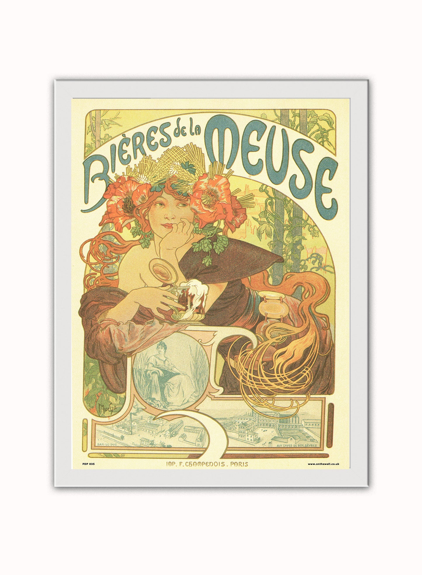 Art nouveau by Alphonse Mucha bieres de la meuse Poster Art Print Print – Alphonse Mucha bieres de la meuse Poster Art Print Vintage Poster Wall Art 30x40cm White Frame