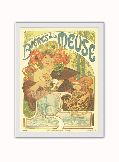 Art nouveau by Alphonse Mucha bieres de la meuse Poster Art Print Print – Alphonse Mucha bieres de la meuse Poster Art Print Vintage Poster Wall Art 30x40cm White Frame