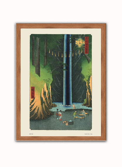Hiroshige Japanese Poster Art Print Fudo Fall satOji Poster Art Print Japanese Wall Art Print 30x40cm Dark Wood