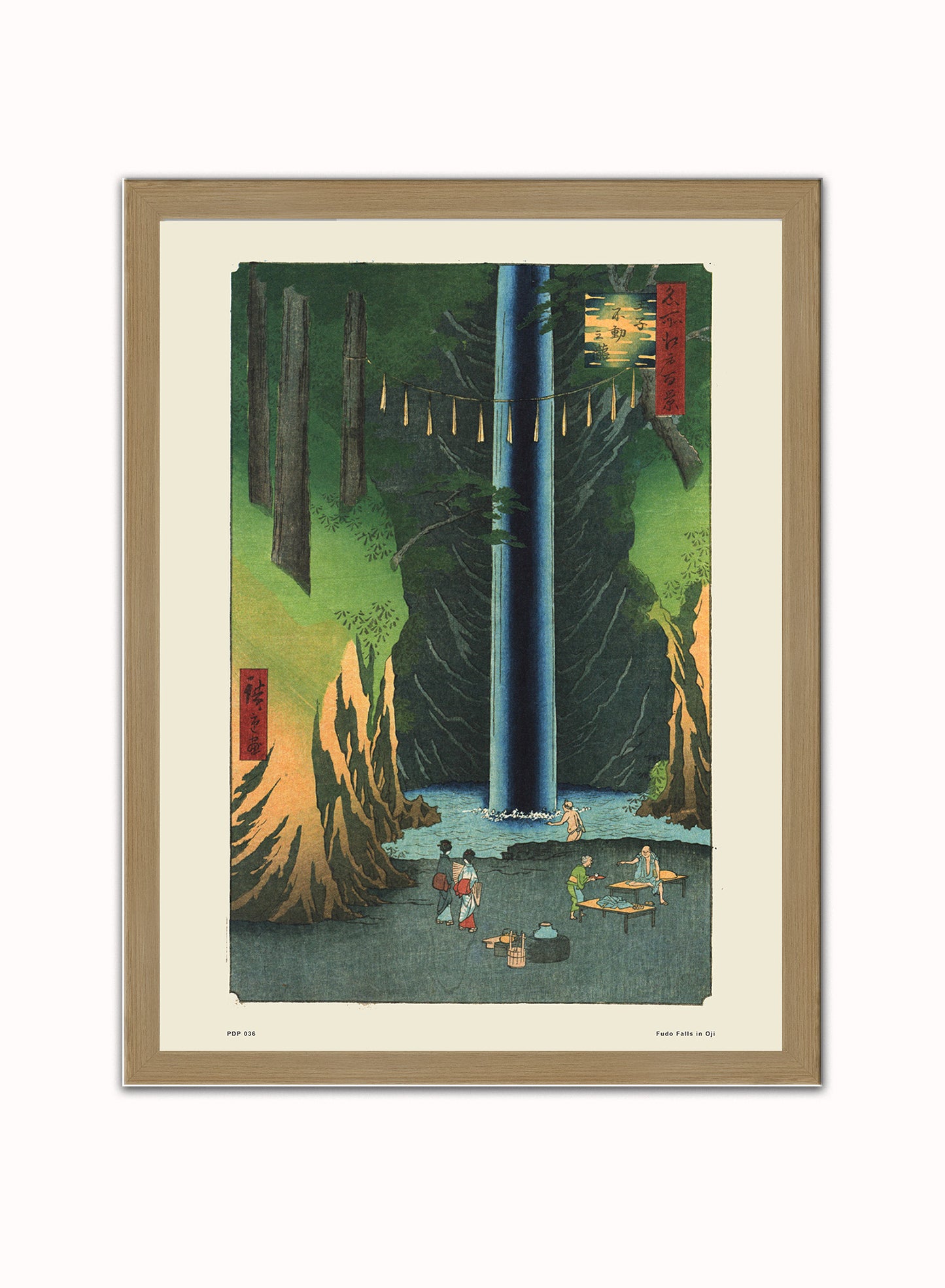 Hiroshige Japanese Poster Art Print Fudo Fall satOji Poster Art Print Japanese Wall Art Print 30x40cm Light Wood