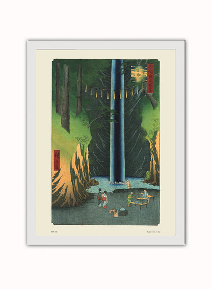 Hiroshige Japanese Poster Art Print Fudo Fall satOji Poster Art Print Japanese Wall Art Print 30x40cm White Frame