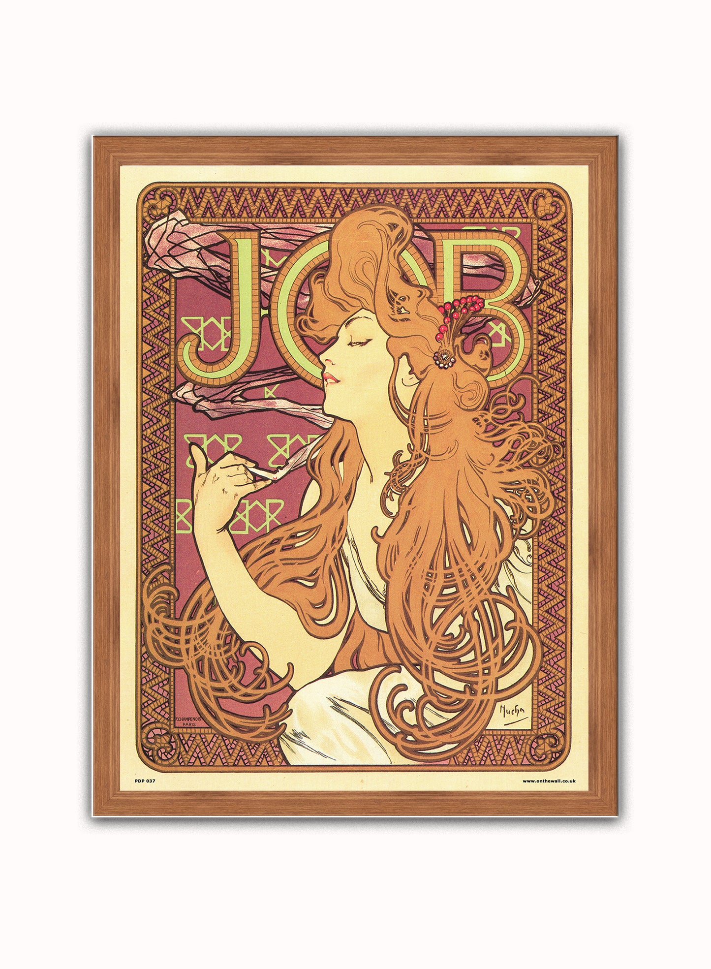 Art nouveau by Alphonse Mucha - Job Poster Art Print Vintage Poster Wall Art Print 30x40cm Dark Wood