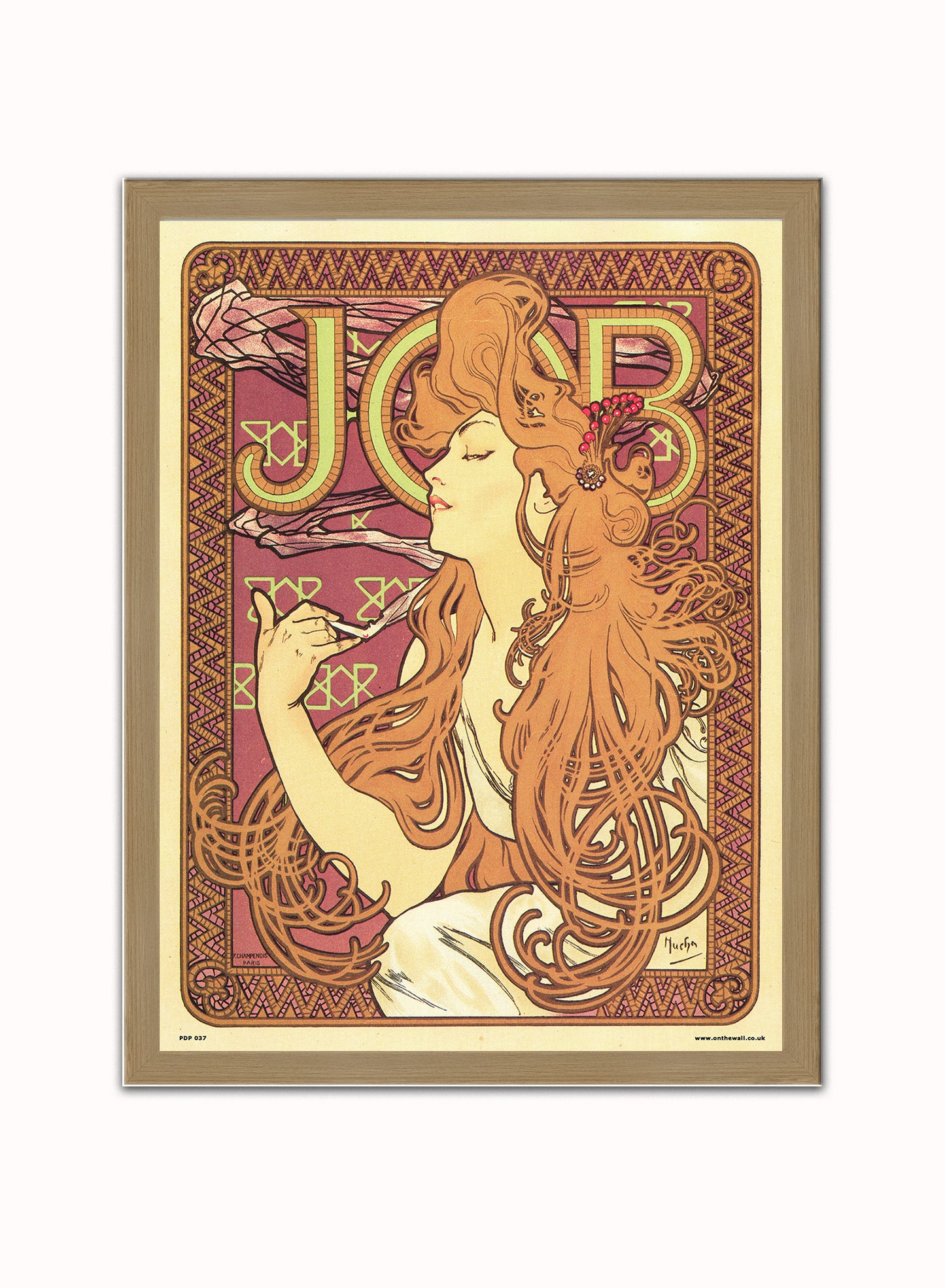 Art nouveau by Alphonse Mucha - Job Poster Art Print Vintage Poster Wall Art Print 30x40cm Light Wood