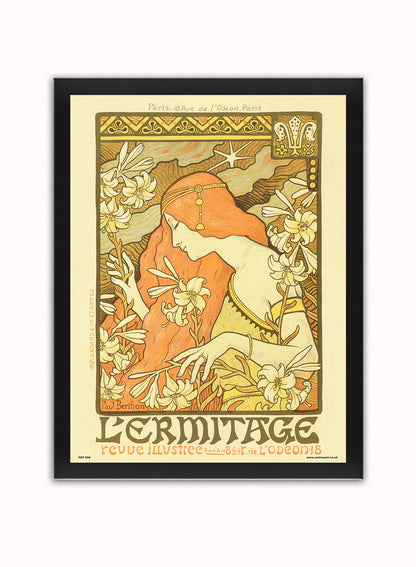 Art nouveau by Paul Berthon Lermitage Poster Art Print Print – Paul Berthon Lermitage Poster Art Print Vintage Poster Wall Art 30x40cm Black Frame