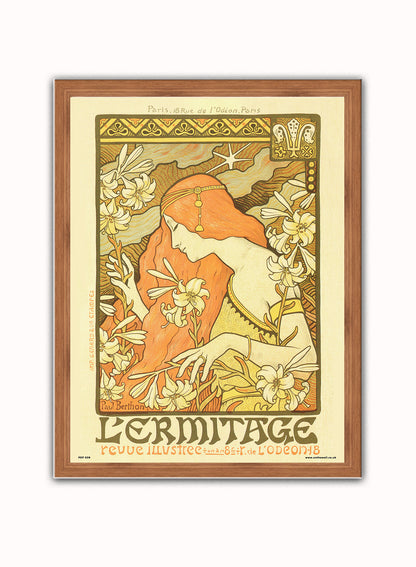 Art nouveau by Paul Berthon Lermitage Poster Art Print Print – Paul Berthon Lermitage Poster Art Print Vintage Poster Wall Art 30x40cm Dark Wood