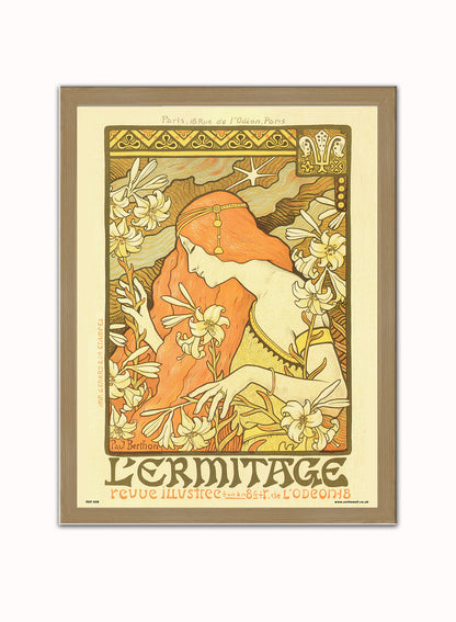 Art nouveau by Paul Berthon Lermitage Poster Art Print Print – Paul Berthon Lermitage Poster Art Print Vintage Poster Wall Art 30x40cm Light Wood