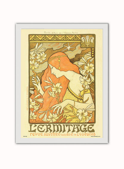 Art nouveau by Paul Berthon Lermitage Poster Art Print Print – Paul Berthon Lermitage Poster Art Print Vintage Poster Wall Art 30x40cm White Frame