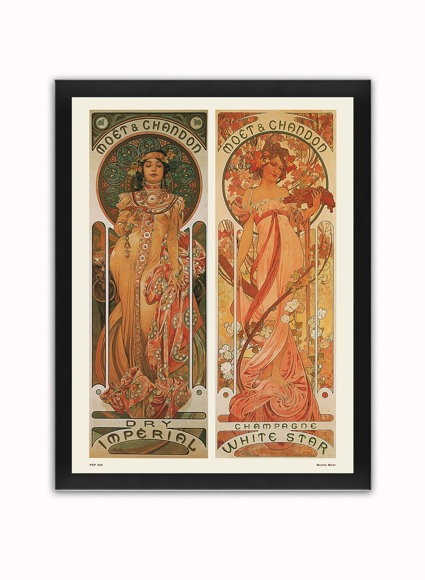 Art nouveau Poster Art Print by Alphonse Mucha Moet Poster Art Print Print – Alphonse Mucha Moet Poster Art Print Vintage Poster Wall Art 30x40cm Black Frame