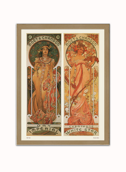 Art nouveau Poster Art Print by Alphonse Mucha Moet Poster Art Print Print – Alphonse Mucha Moet Poster Art Print Vintage Poster Wall Art 30x40cm Light Wood