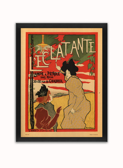 Art nouveau Poster Art Print l'eclatante Poster Art Print Vintage Poster Wall Art Print 30x40cm Black Frame