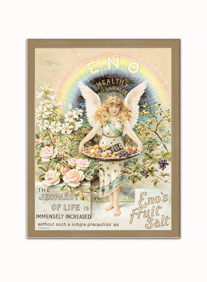 Vintage advertising print for "Eno's Fruit Salt" Art Print Vintage Art Wall Art Print 30x40cm Light Wood