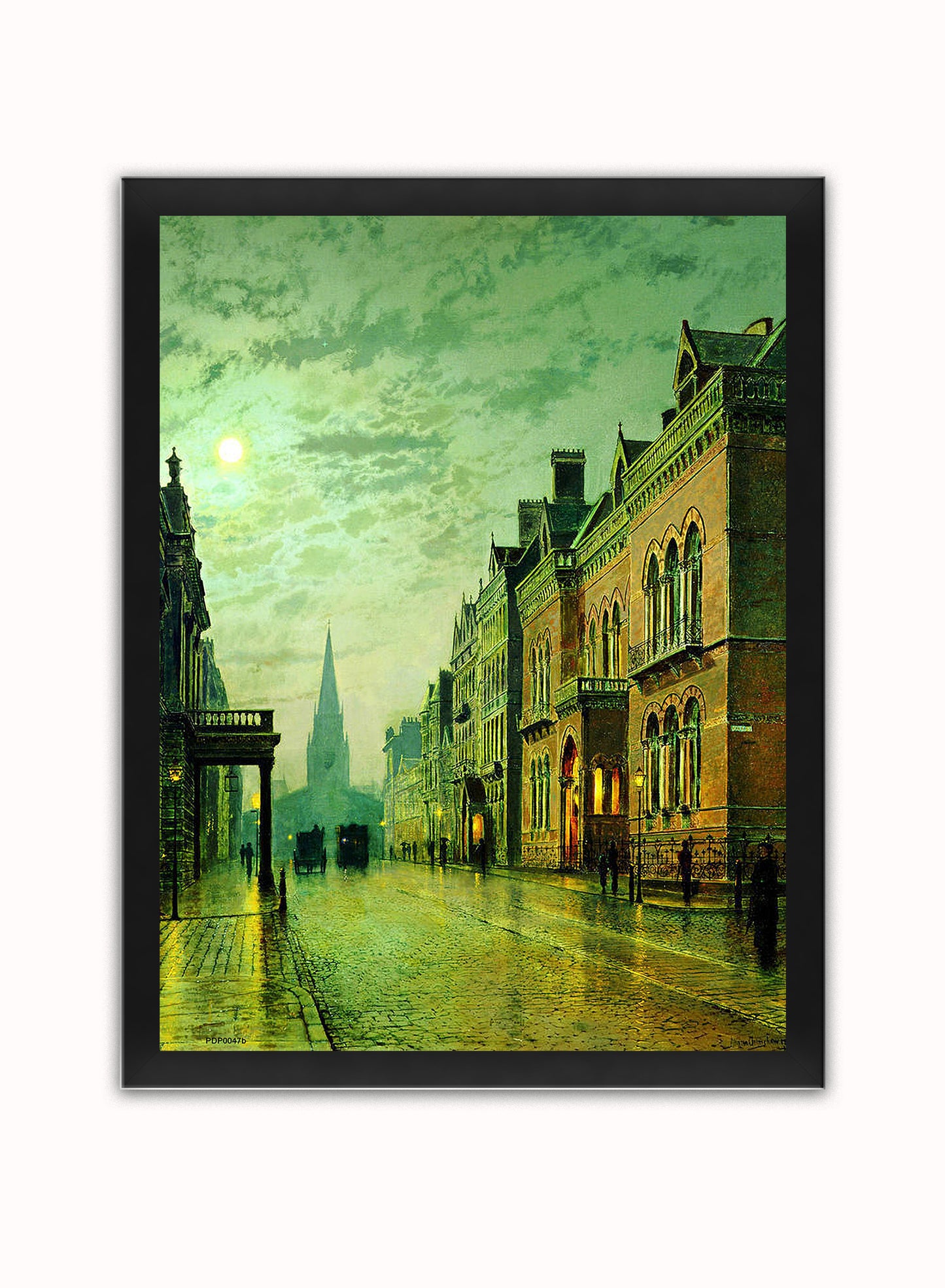 Leeds Park Row by John Atkinson Grimshaw Print – John Atkinson Grimshaw Vintage Art Wall Art 30x40cm Black Frame